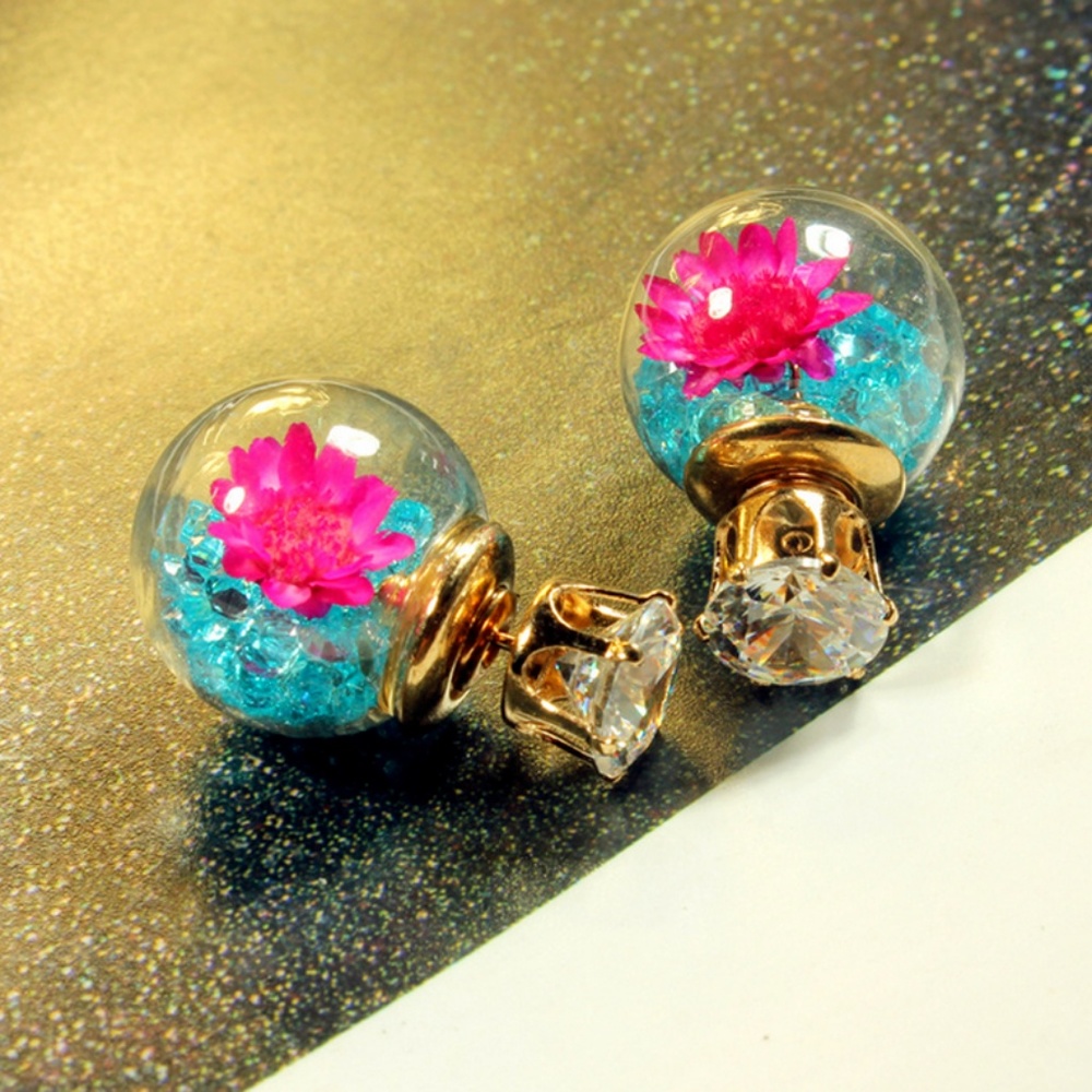 NEW! Bubble Ball Gold Double Stud Earrings